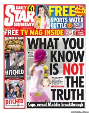 Daily Star Sunday Newspaper Front Page (UK) for 13 October 2013