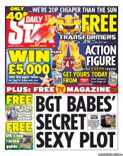 Daily Star Sunday (UK) Newspaper Front Page for 13 April 2013