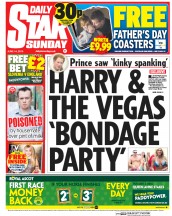 Daily Star Sunday (UK) Newspaper Front Page for 14 June 2015
