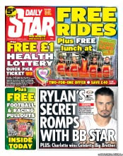 Daily Star Sunday Newspaper Front Page (UK) for 14 September 2013