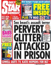 Daily Star Sunday (UK) Newspaper Front Page for 15 February 2015