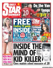 Daily Star Sunday Newspaper Front Page (UK) for 16 December 2012