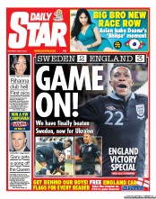 Daily Star Sunday (UK) Newspaper Front Page for 16 June 2012