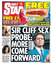 Daily Star Sunday (UK) Newspaper Front Page for 16 August 2014