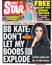 Daily Star Sunday Newspaper Front Page (UK) for 17 January 2015