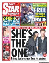 Daily Star Sunday (UK) Newspaper Front Page for 17 March 2013