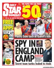 Daily Star Sunday (UK) Newspaper Front Page for 17 June 2012