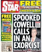 Daily Star Sunday Newspaper Front Page (UK) for 18 October 2014