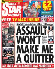 Daily Star Sunday (UK) Newspaper Front Page for 18 January 2015