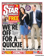 Daily Star Sunday (UK) Newspaper Front Page for 1 May 2011