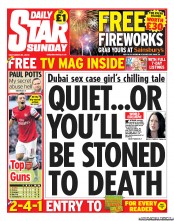 Daily Star Sunday Newspaper Front Page (UK) for 20 October 2013