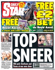 Daily Star Sunday (UK) Newspaper Front Page for 20 June 2015