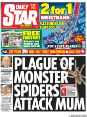 Daily Star Sunday (UK) Newspaper Front Page for 20 September 2014