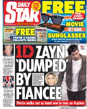 Daily Star Sunday Newspaper Front Page (UK) for 21 March 2015