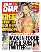 Daily Star Sunday (UK) Newspaper Front Page for 21 May 2011