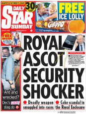 Daily Star Sunday (UK) Newspaper Front Page for 21 June 2015