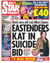 Daily Star Sunday Newspaper Front Page (UK) for 22 March 2015