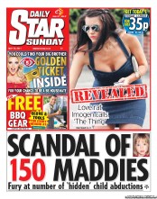 Daily Star Sunday (UK) Newspaper Front Page for 22 May 2011