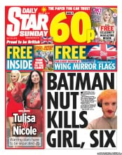 Daily Star Sunday Newspaper Front Page (UK) for 22 July 2012