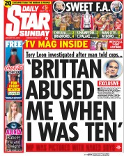Daily Star Sunday (UK) Newspaper Front Page for 25 January 2015