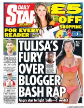 Daily Star Newspaper Front Page (UK) for 26 July 2014