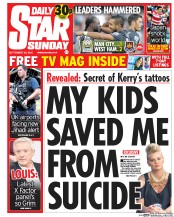 Daily Star Sunday (UK) Newspaper Front Page for 26 September 2015