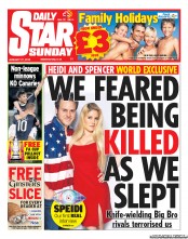 Daily Star Sunday (UK) Newspaper Front Page for 27 January 2013