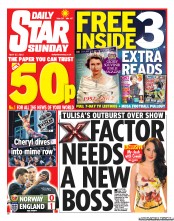 Daily Star Sunday (UK) Newspaper Front Page for 27 May 2012