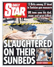 Daily Star Sunday (UK) Newspaper Front Page for 27 June 2015
