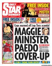 Daily Star Sunday Newspaper Front Page (UK) for 28 October 2012