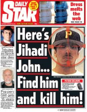 Daily Star Newspaper Front Page (UK) for 28 February 2015