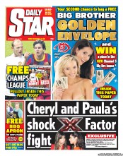 Daily Star Sunday (UK) Newspaper Front Page for 28 May 2011