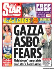Daily Star Sunday Newspaper Front Page (UK) for 28 July 2013