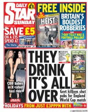Daily Star Sunday Newspaper Front Page (UK) for 2 February 2014