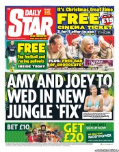 Daily Star Sunday (UK) Newspaper Front Page for 30 November 2013