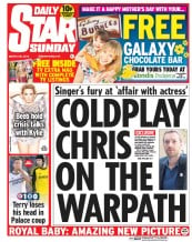 Daily Star Newspaper Front Page (UK) for 30 March 2014