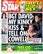 Daily Star Sunday Newspaper Front Page (UK) for 30 May 2015