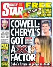 Daily Star Sunday (UK) Newspaper Front Page for 30 August 2014