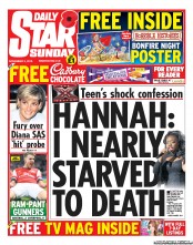 Daily Star Sunday Newspaper Front Page (UK) for 3 November 2013