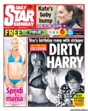 Daily Star Sunday (UK) Newspaper Front Page for 3 February 2013
