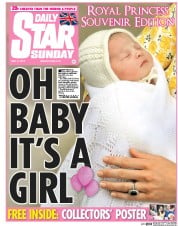 Daily Star Sunday (UK) Newspaper Front Page for 3 May 2015