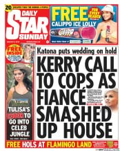 Daily Star Sunday (UK) Newspaper Front Page for 3 August 2014