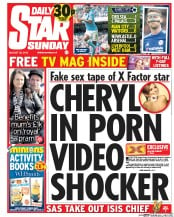 Daily Star Sunday Newspaper Front Page (UK) for 5 September 2015