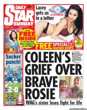Daily Star Sunday (UK) Newspaper Front Page for 6 January 2013