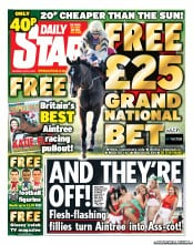 Daily Star Sunday (UK) Newspaper Front Page for 6 April 2013