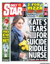 Daily Star Sunday Newspaper Front Page (UK) for 8 December 2012