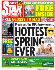 Daily Star Sunday (UK) Newspaper Front Page for 8 March 2015