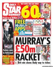 Daily Star Sunday (UK) Newspaper Front Page for 8 July 2012