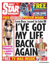 Daily Star Sunday Newspaper Front Page (UK) for 8 September 2013
