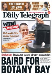 Daily Telegraph (Australia) Newspaper Front Page for 12 November 2012